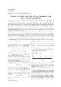 Computing the Moore-Penrose Inverse for Bidiagonal Matrices
