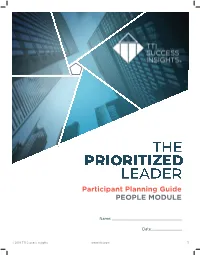 Participant Planning Guide PEOPLE MODULE