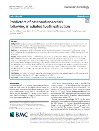 Predictors of Osteoradionecrosis Following Irradiated Tooth Extraction