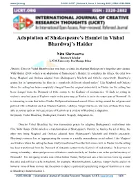 Adaptation of Shakespeare's Hamlet in Vishal Bhardwaj's Haider