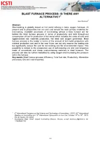 Blast Furnace Process: Is There Any Alternative?1