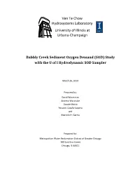 Bubbly Creek Sediment Oxygen Demand (SOD) Study with the U of I Hydrodynamic SOD Sampler
