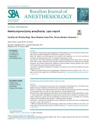 Hemicorporectomy Anesthesia: Case Report