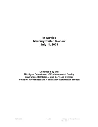 In-Service Mercury Switch Review July 11, 2003