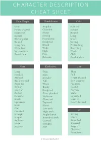 Character Description Cheat Sheet