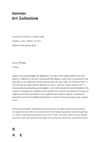 Conceptual Tendencies 1960S to Today October 7, 2011