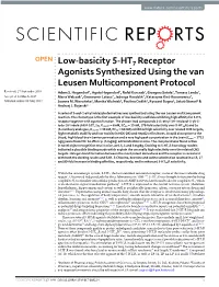 Low-Basicity 5-HT7 Receptor Agonists Synthesized Using the Van Leusen Multicomponent Protocol Received: 27 September 2016 Adam S