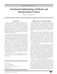Nutritional Epidemiology Methods and Interpretation Criteria Andrew L