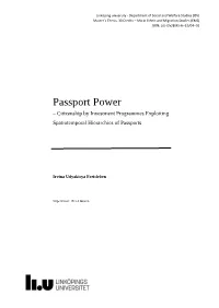 Passport Power – Citizenship by Investment Programmes Exploiting Spatiotemporal Hierarchies of Passports