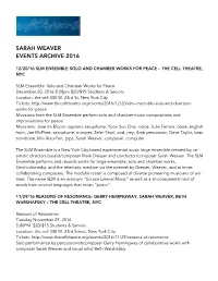 Sarah Weaver Events Archive 2016