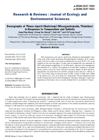 Wang, Jiang Ping, Chung Yao Cheng, Hsin Chi, and Yih Tsong Ueng. 2016. Demography of Thiara