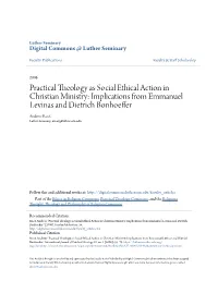Implications from Emmanuel Levinas and Dietrich Bonhoeffer Andrew Root Luther Seminary, Aroot@Luthersem.Edu