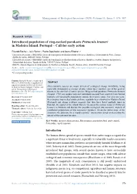 Introduced Population of Ring-Necked Parakeets Psittacula Krameri in Madeira Island, Portugal – Call for Early Action