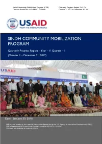 Sindh Community Mobilization Program (CMP) Quarterly Progress Report Y-V, Q-I Contract Award No: AID-391-C-13-00006 October 1, 2017 to December 31, 2017