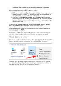 Turning on Bitlocker Drive Encryption on Windows Computers Before You