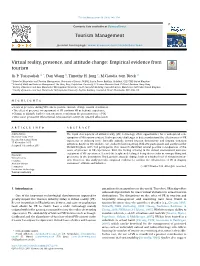 Virtual Reality, Presence, and Attitude Change: Empirical Evidence from Tourism