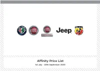 Affinity Price List