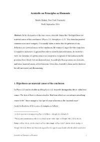 Aristotle on Principles As Elements
