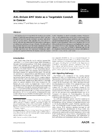AXL-Driven EMT State As a Targetable Conduit in Cancer Jane Antony1,2,3 and Ruby Yun-Ju Huang1,4,5