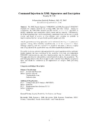 Command Injection in XML Signatures and Encryption Bradley W
