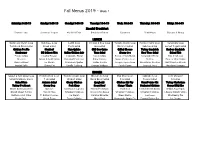 Fall Menus 2019 - Week 1
