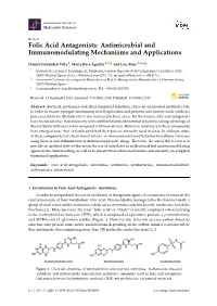 Folic Acid Antagonists: Antimicrobial and Immunomodulating Mechanisms and Applications