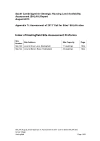 Index of Haslingfield Site Assessment Proforma