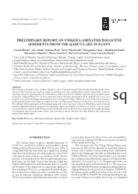 Preliminary Report on Unique Laminated Holocene Sediments from the Qarun Lake in Egypt