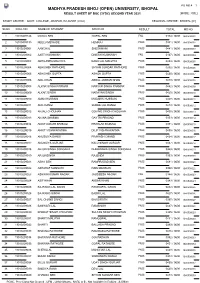 Result Sheet of Bsc (3Ydc) Second Year 2021 [Mode : Odl]