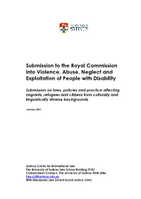 Submission to the Royal Commission Into Violence, Abuse, Neglect and Exploitation of People with Disability