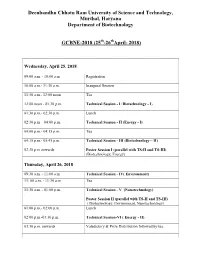 Deenbandhu Chhotu Ram University of Science and Technology, Murthal, Haryana Department of Biotechnology