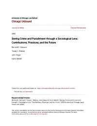 Seeing Crime and Punishment Through a Sociological Lens: Contributions, Practices, and the Future