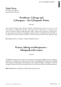 Staša Sever Prostheses, Cyborgs and Cyberspace – the Cyberpunk Trinity 2