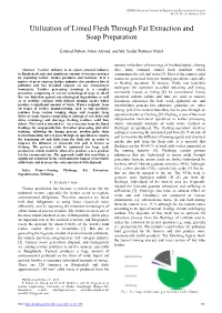 Utilization of Limed Flesh Through Fat Extraction and Soap Preparation