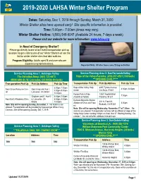 2019-2020 LAHSA Winter Shelter Program
