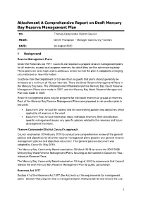 Attachment a Comprehensive Report on Draft Mercury Bay Reserve Management Plan