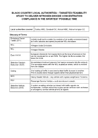 Black Country Local Authorities – Targeted Feasibility Study to Deliver Nitrogen Dioxide Concentration Compliance in the Shortest Possible Time