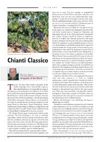 Chianti Classico Should Be Based on Sangiovese; However, It Is Likely That Canaiolo Persisted As the Major Variety of the Blend Until the Early 20Th Century