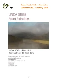 Gecko Studio Gallery Newsletter December 2017