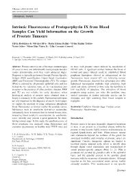 Intrinsic Fluorescence of Protoporphyrin IX from Blood Samples Can Yield Information on the Growth of Prostate Tumours