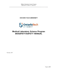 Medical Laboratory Science Program BIOSAFETY/SAFETY MANUAL ______