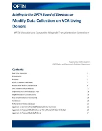 Modify Data Collection on VCA Living Donors