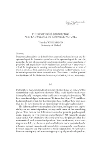 Philosophical Knowledge and Knowledge of Counterfactuals