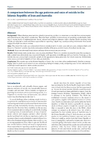 A Comparison Between the Age Patterns and Rates of Suicide in the Islamic Republic of Iran and Australia