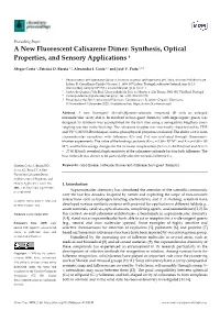 A New Fluorescent Calixarene Dimer: Synthesis, Optical Properties, and Sensory Applications †