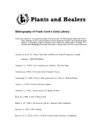 Bibliography of Frank Cook's Early Library
