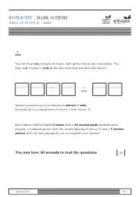 Boplicity / Mark Scheme Area of Study D / Jazz