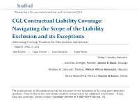 CGL Contractual Liability Coverage