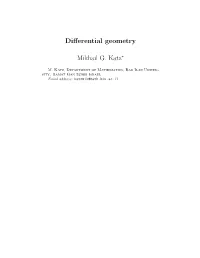 Differential Geometry Mikhail G. Katz∗