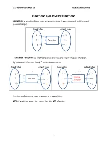 Grade 12 Mathematics Inverse Functions
